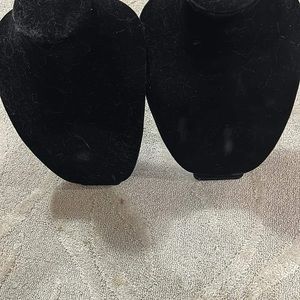 Jewelry displays black velvet and ring holders mesh